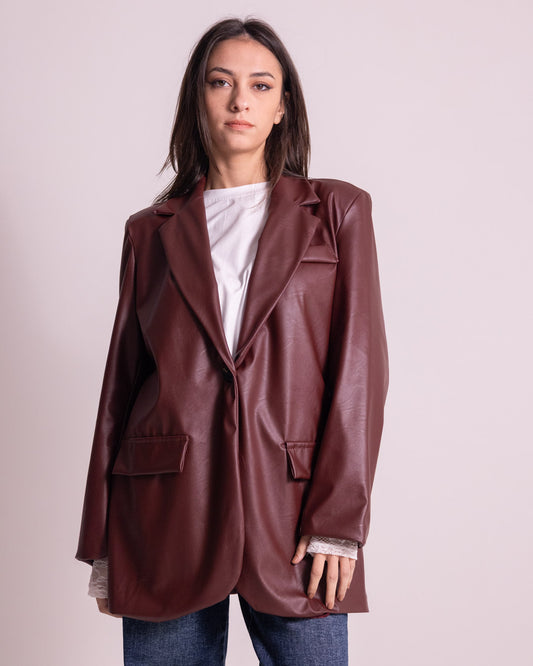 Giacca lunga in ecopelle