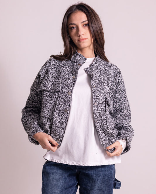 Giacca corta effetto teddy