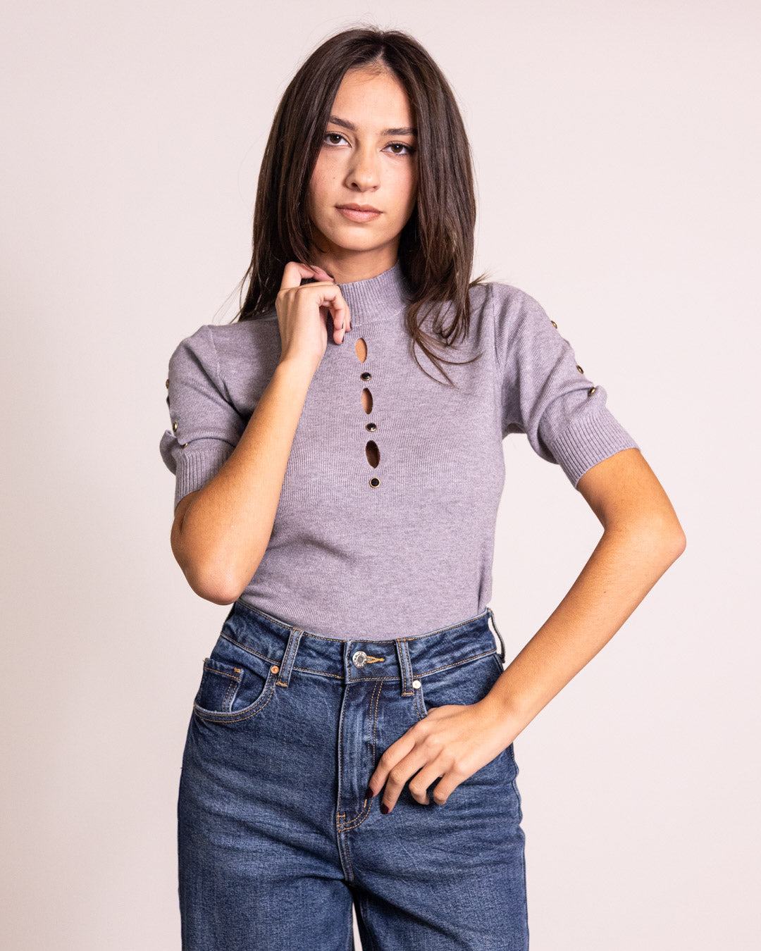 Maglione lupetto mezza manica