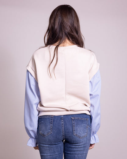 Felpa camicia con manica a sbuffo