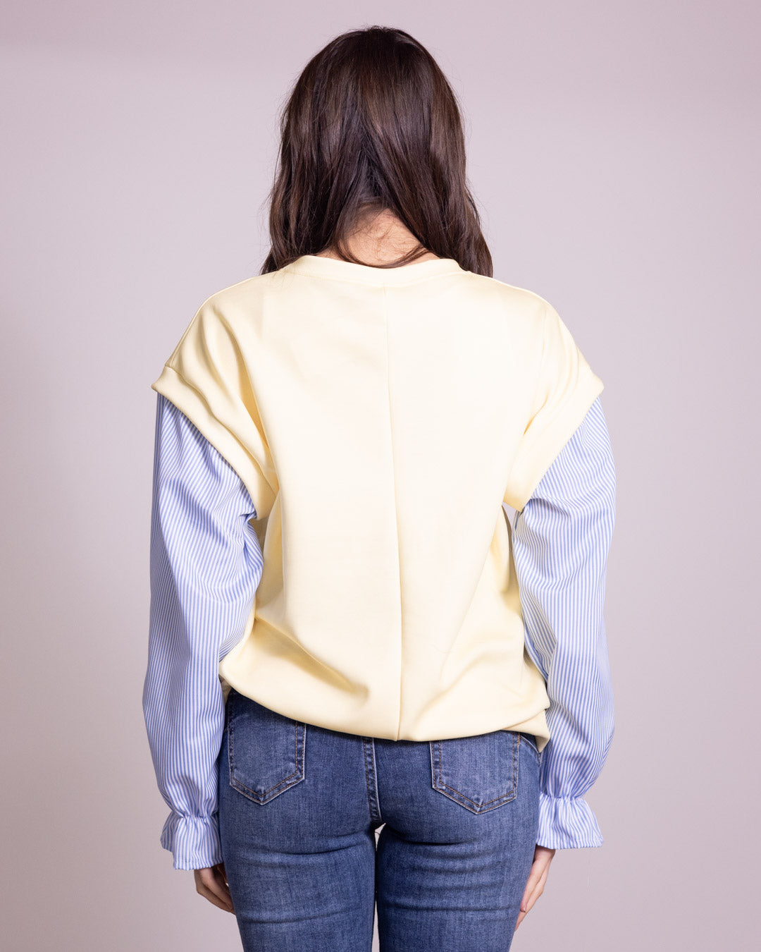 Felpa camicia con manica a sbuffo