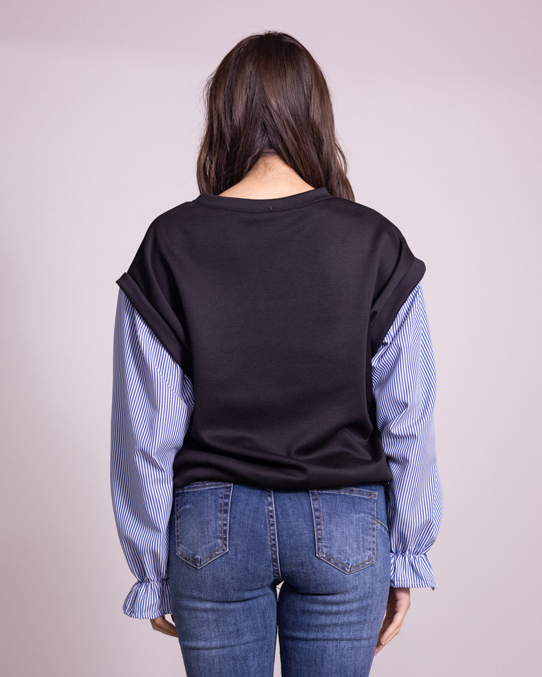 Felpa camicia con manica a sbuffo