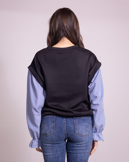 Felpa camicia con manica a sbuffo