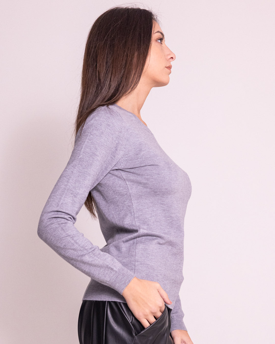 Maglione rasato girocollo