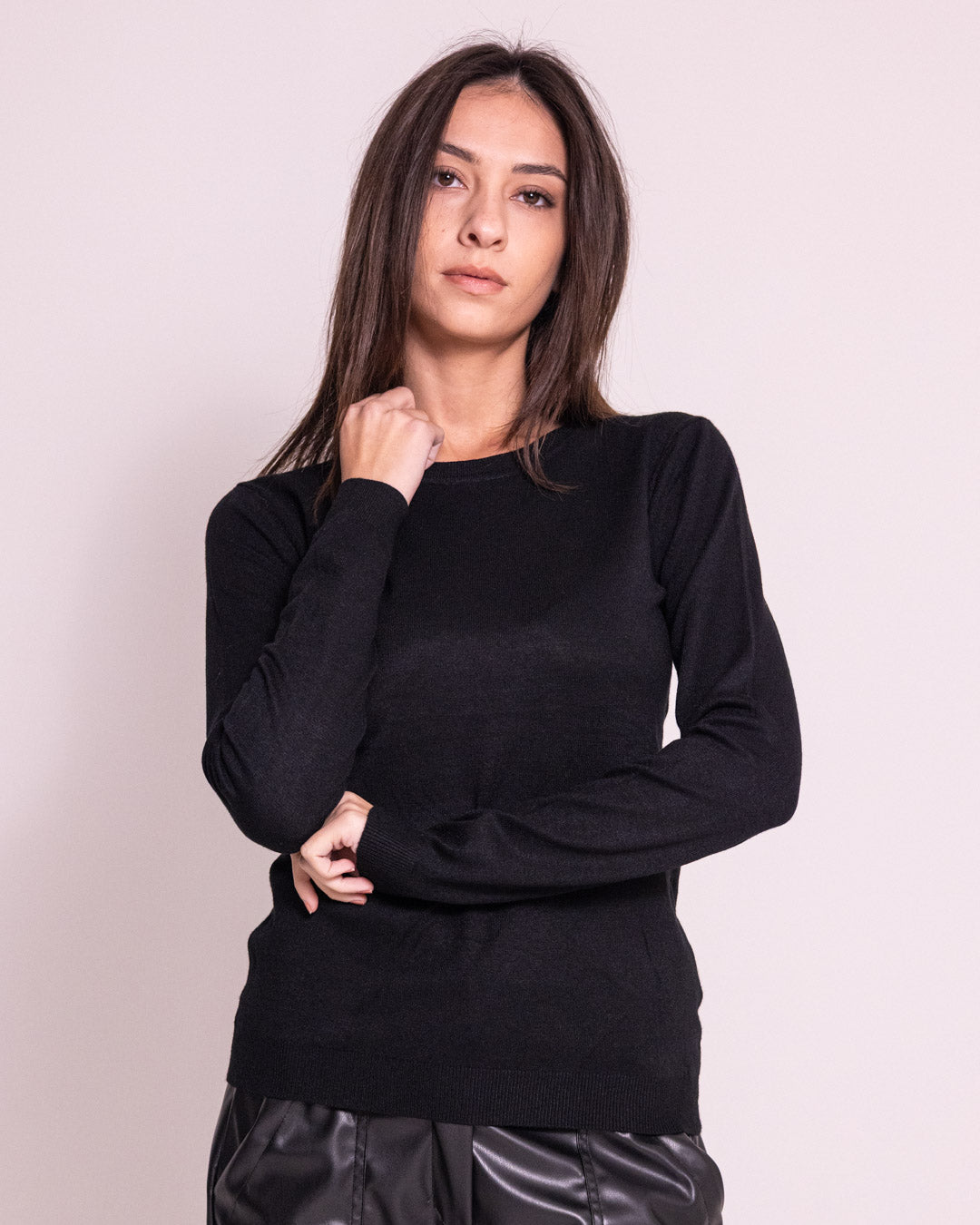 Maglione rasato girocollo