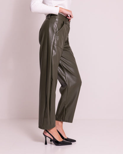 Pantalone barrel leg in ecopelle