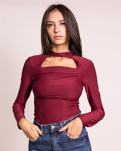 Body lupetto apertura sotto il collo