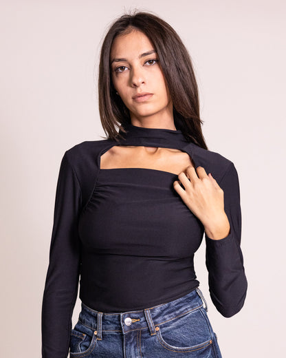 Body lupetto apertura sotto il collo