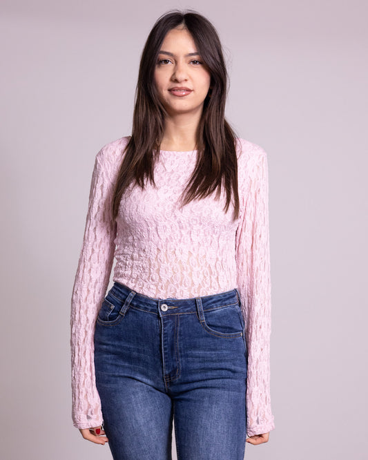 Body donna in pizzo scollo a giro