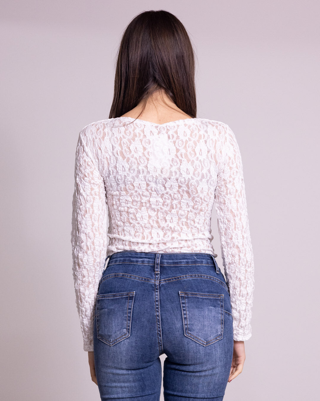 Body donna in pizzo scollo a giro