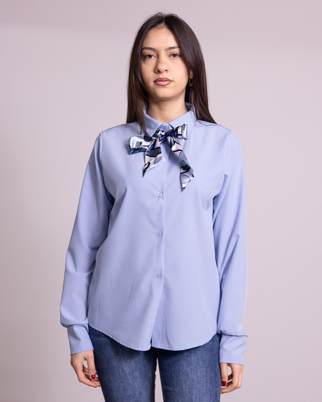Camicia con foulard fiocco