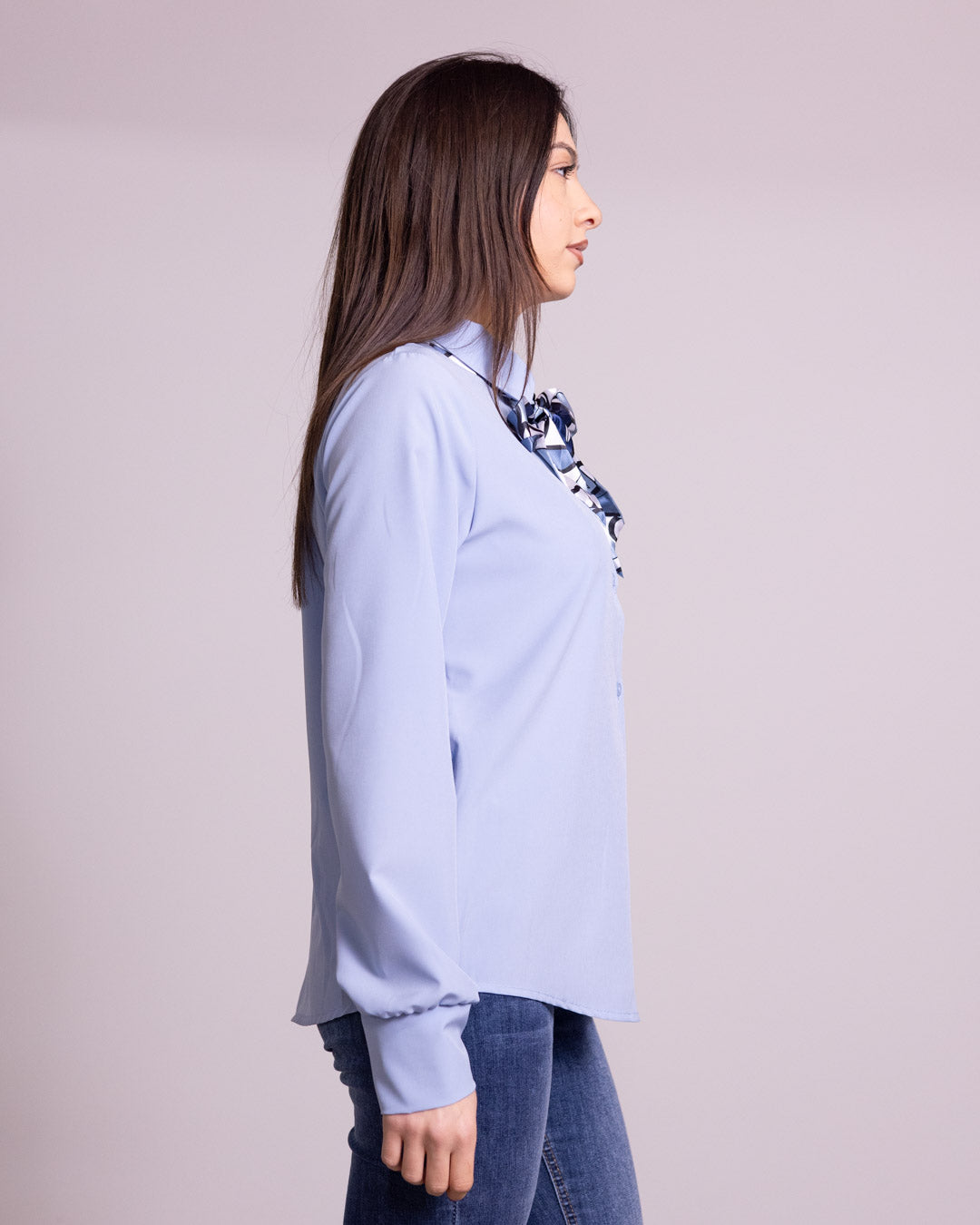 Camicia con foulard fiocco