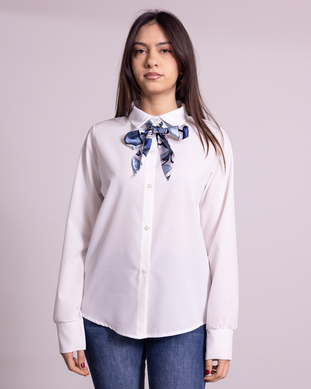 Camicia con foulard fiocco
