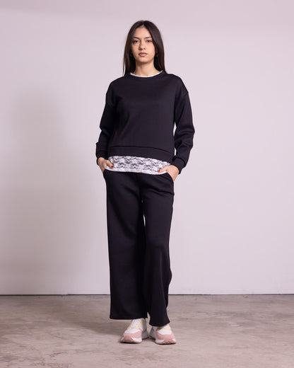 Tuta completa con finto pizzo