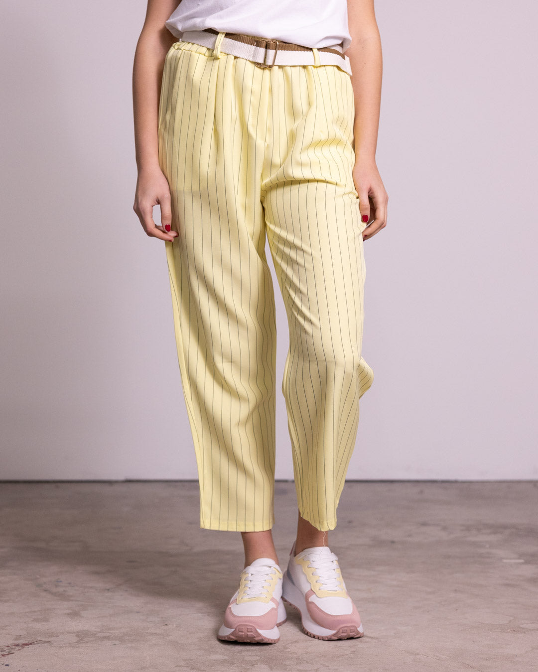 Pantalone gessato gamba dritta