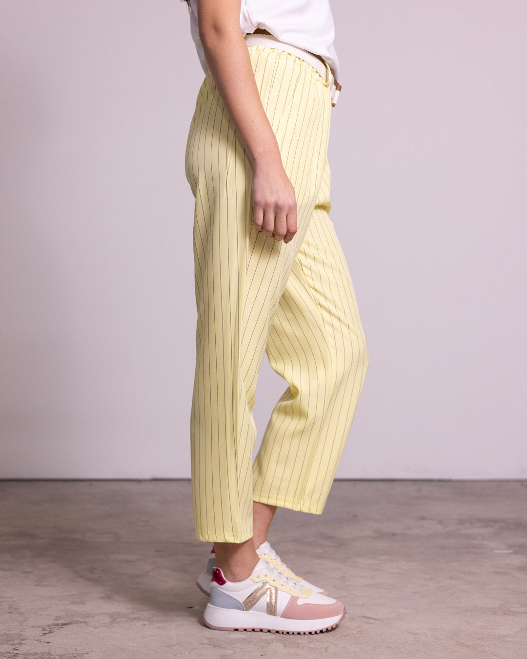 Pantalone gessato gamba dritta