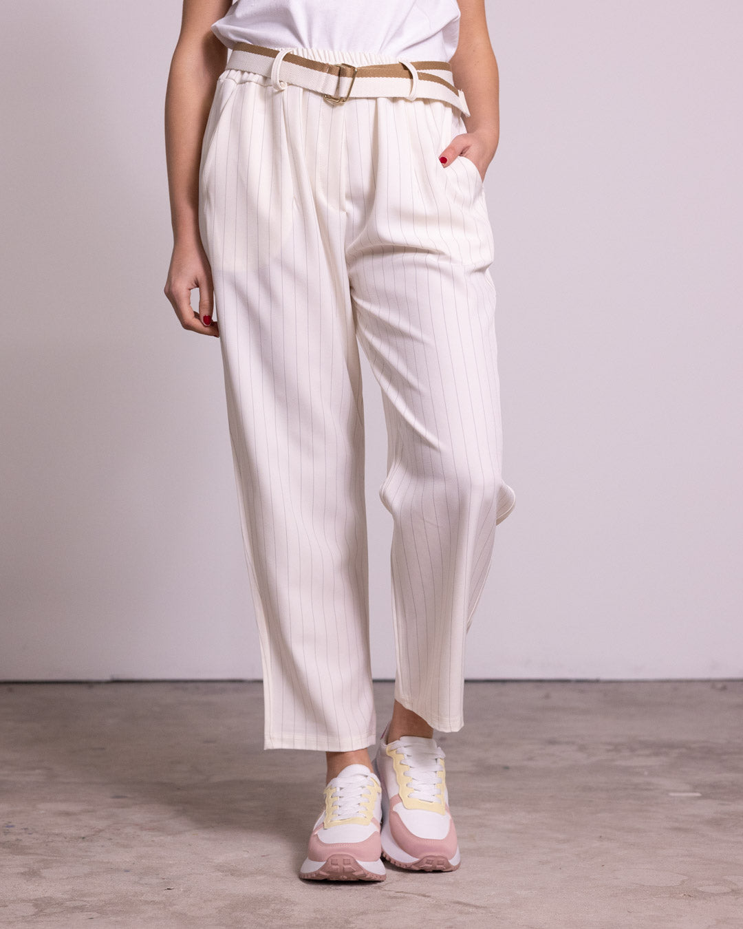 Pantalone gessato gamba dritta