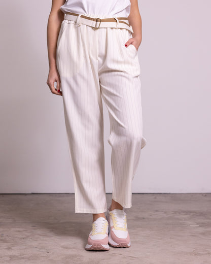 Pantalone gessato gamba dritta