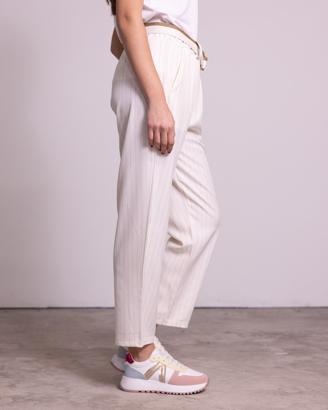 Pantalone gessato gamba dritta