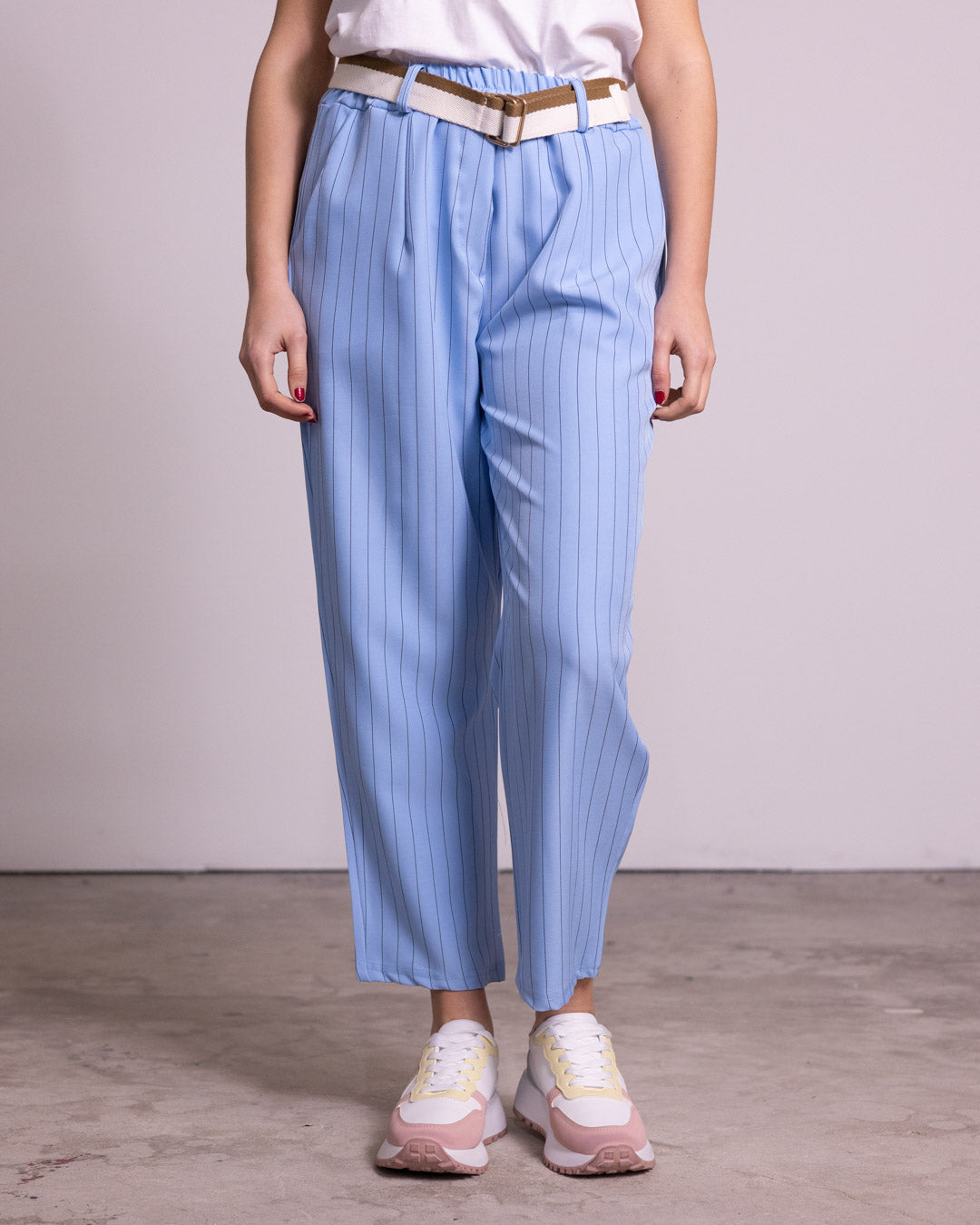 Pantalone gessato gamba dritta