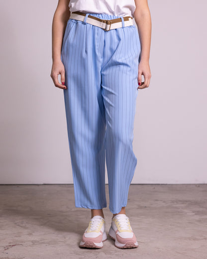 Pantalone gessato gamba dritta