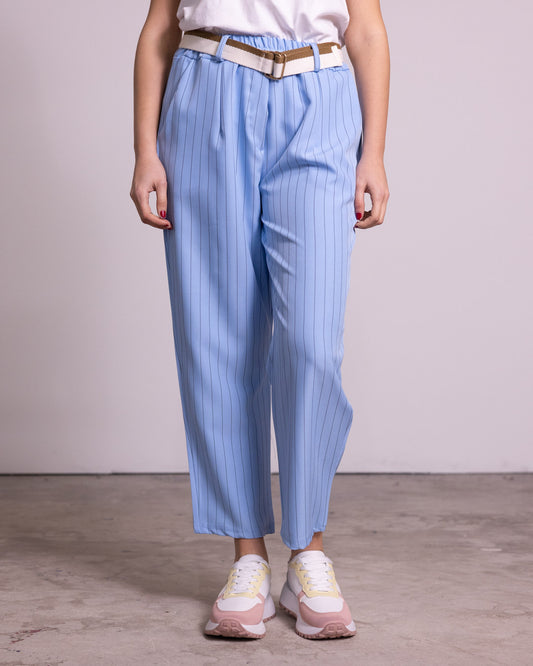 Pantalone gessato gamba dritta