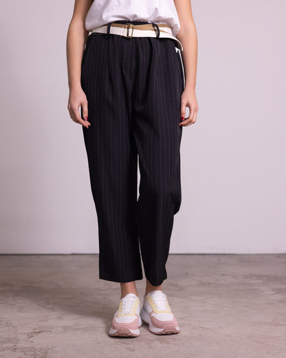 Pantalone gessato gamba dritta