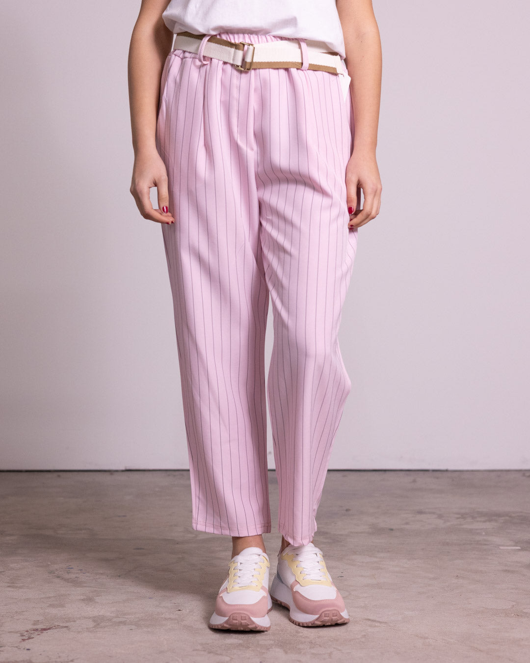 Pantalone gessato gamba dritta