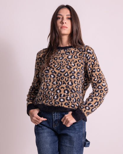 Maglione girocollo leopard