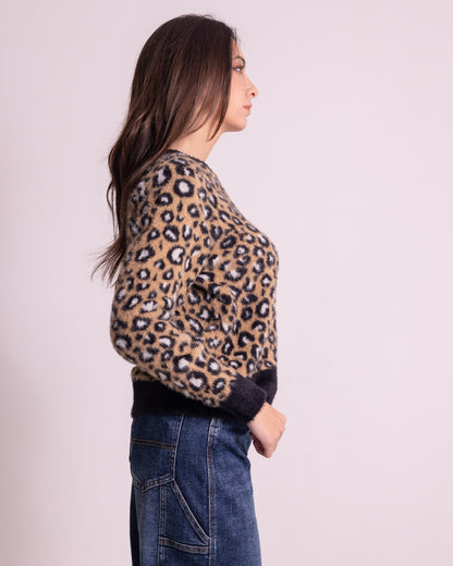 Maglione girocollo leopard