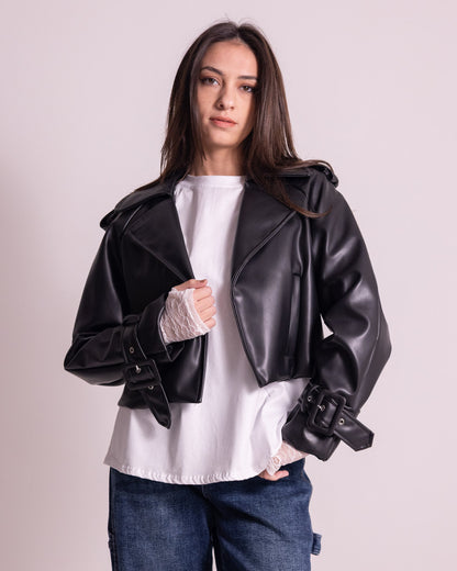 Giacca corta in similpelle