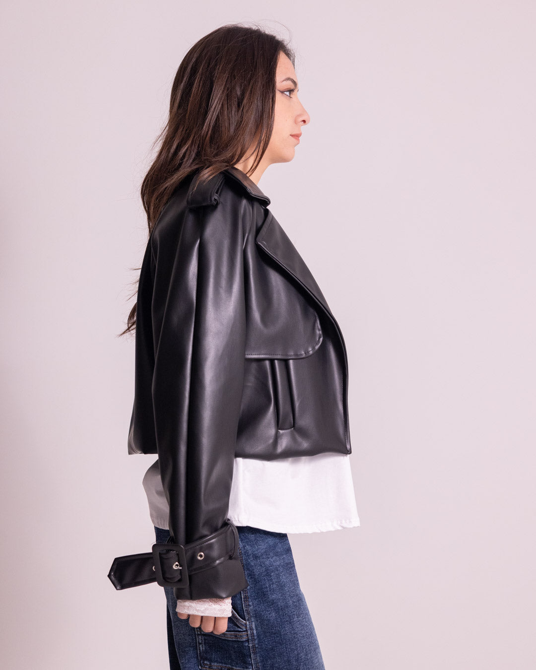 Giacca corta in similpelle