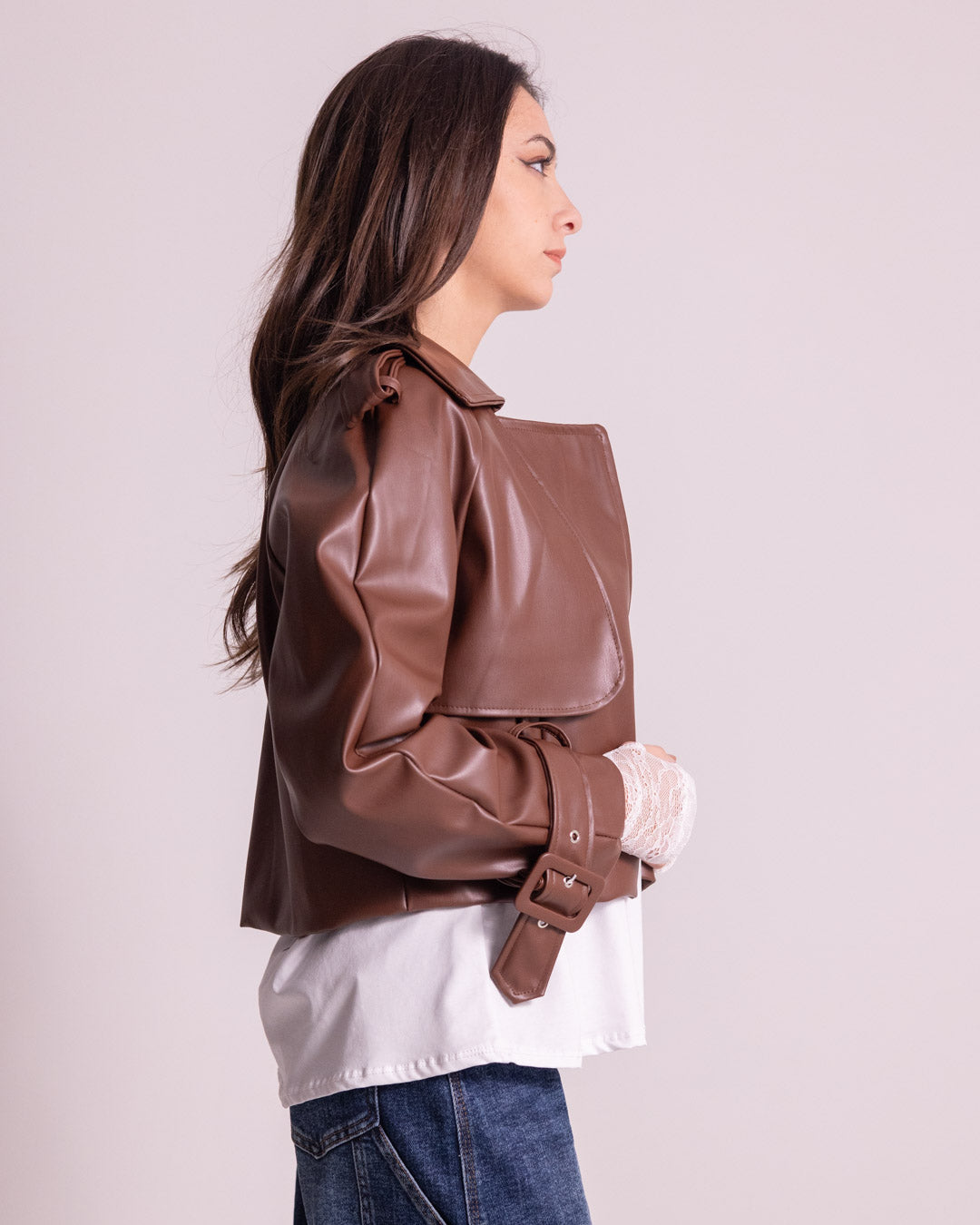 Giacca corta in similpelle