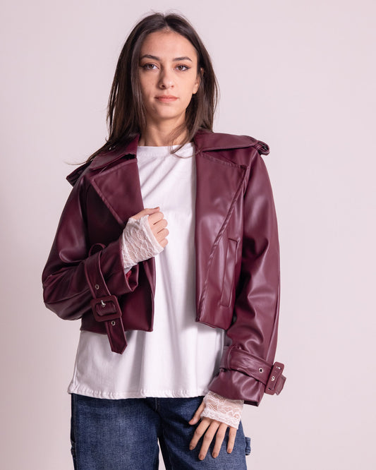 Giacca corta in similpelle