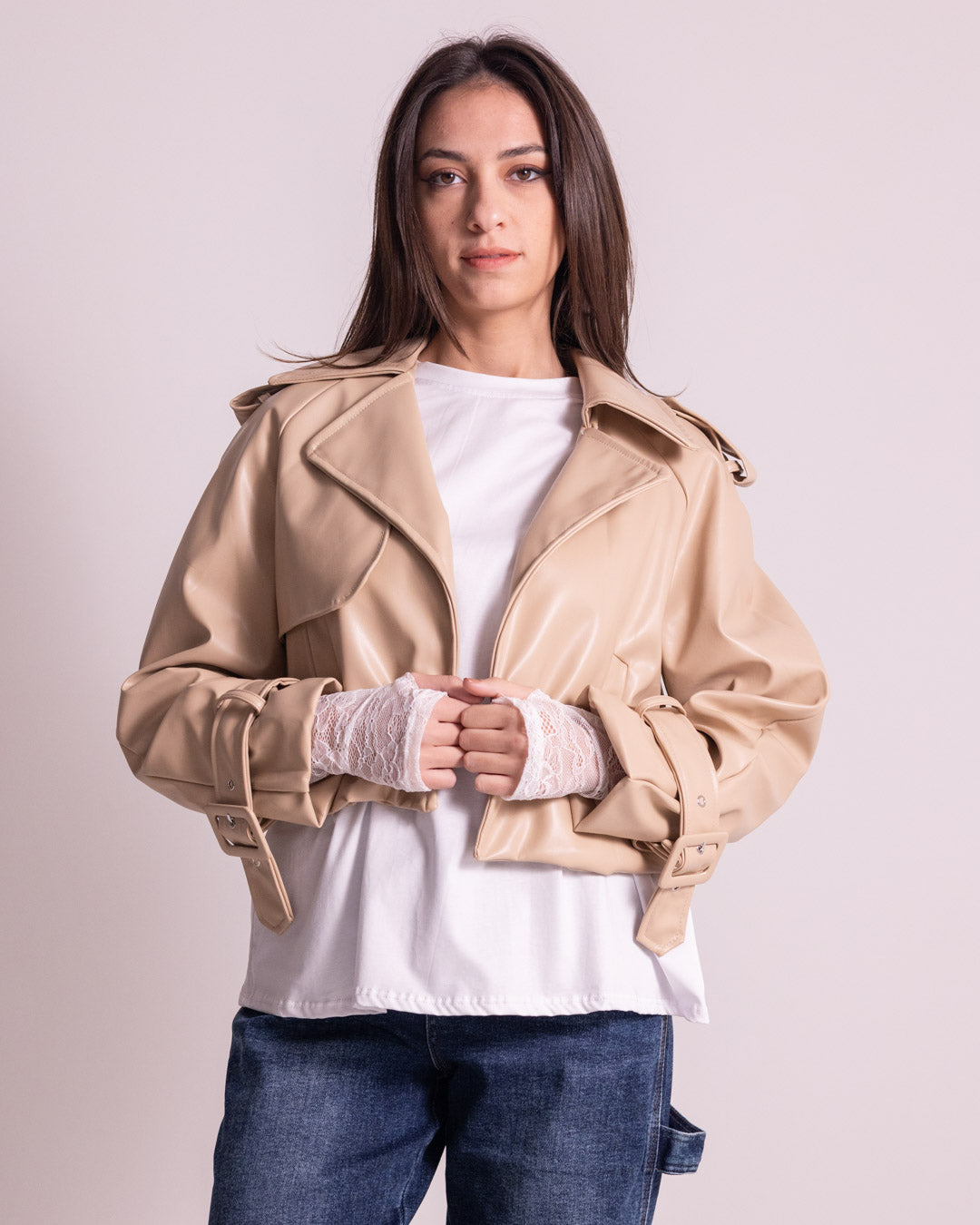 Giacca corta in similpelle