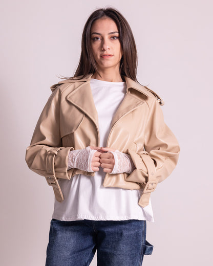 Giacca corta in similpelle