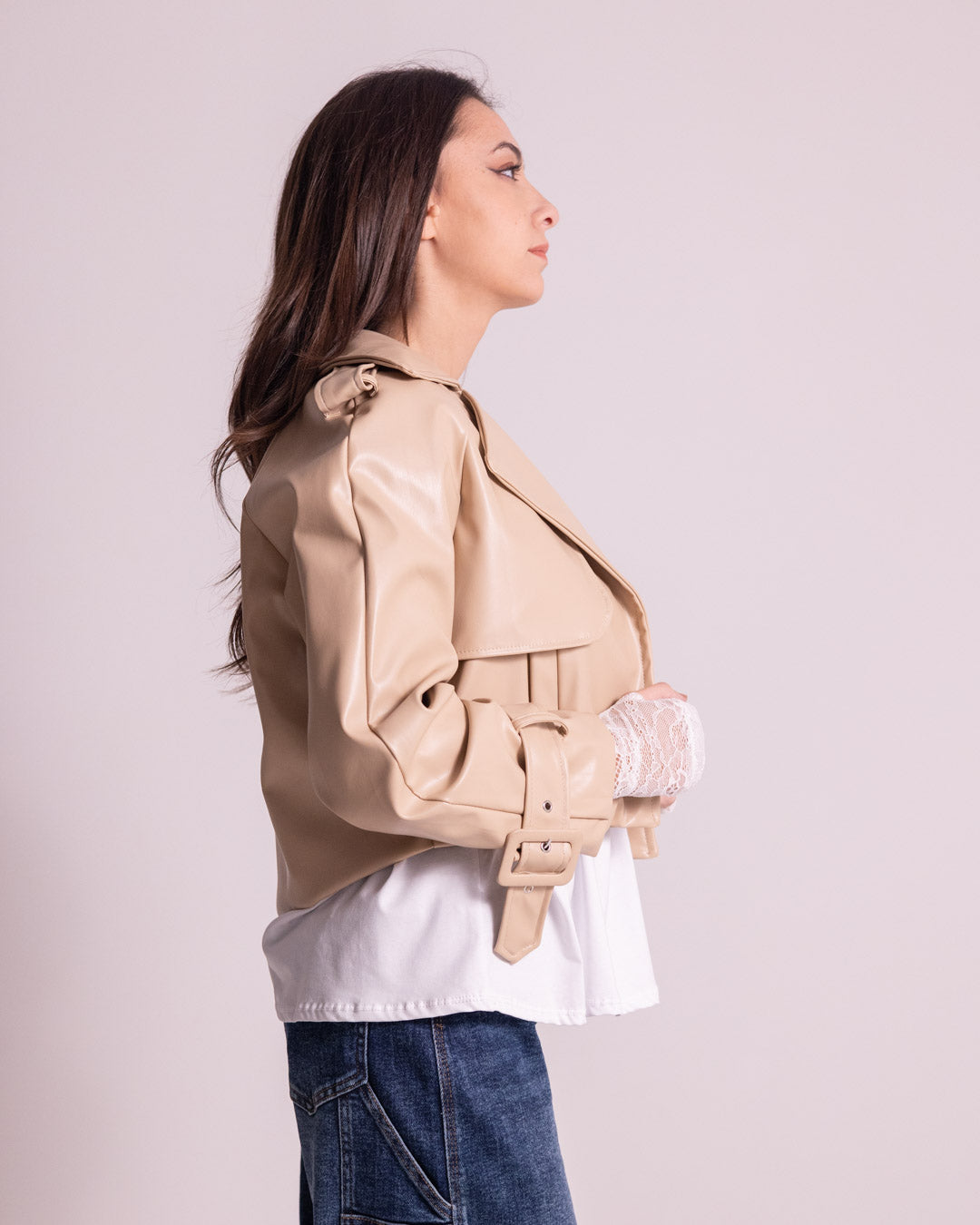 Giacca corta in similpelle