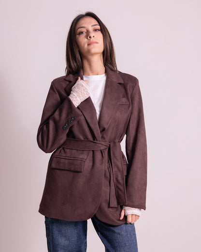 Giacca lunga con cintura in vita