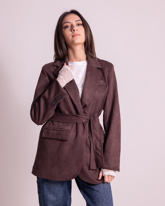 Giacca lunga con cintura in vita