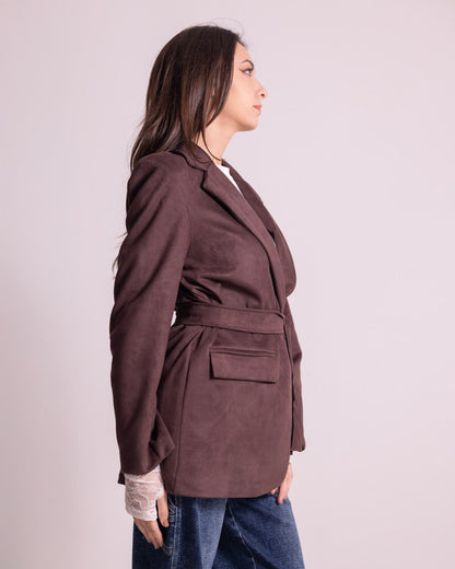 Giacca lunga con cintura in vita