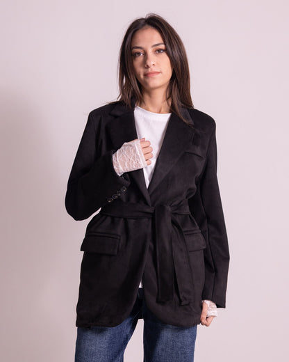 Giacca lunga con cintura in vita