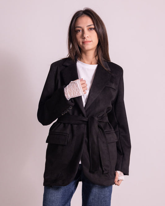 Giacca lunga con cintura in vita