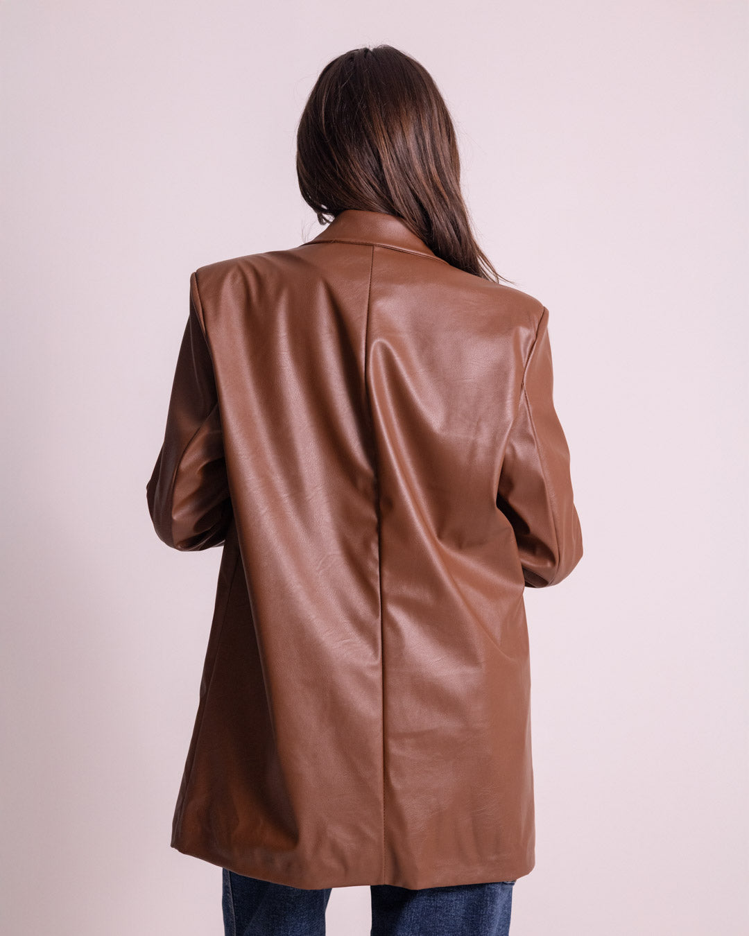 Giacca lunga in ecopelle