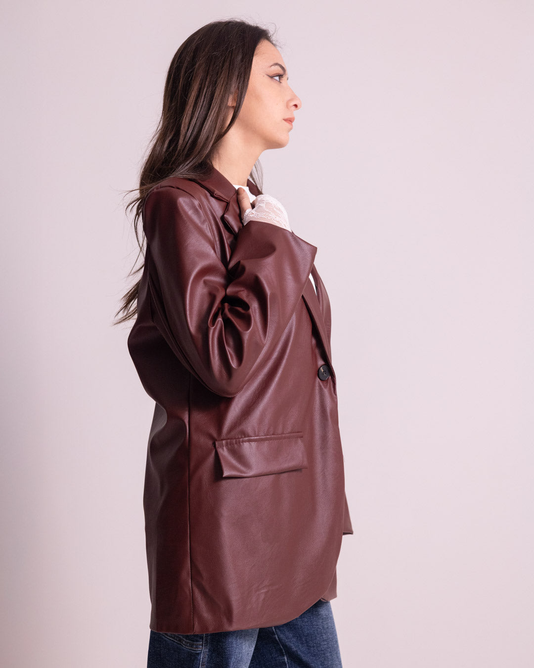 Giacca lunga in ecopelle