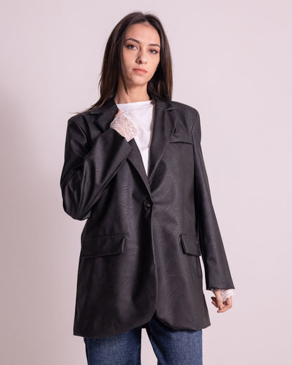 Giacca lunga in ecopelle