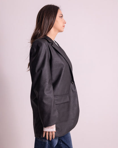 Giacca lunga in ecopelle