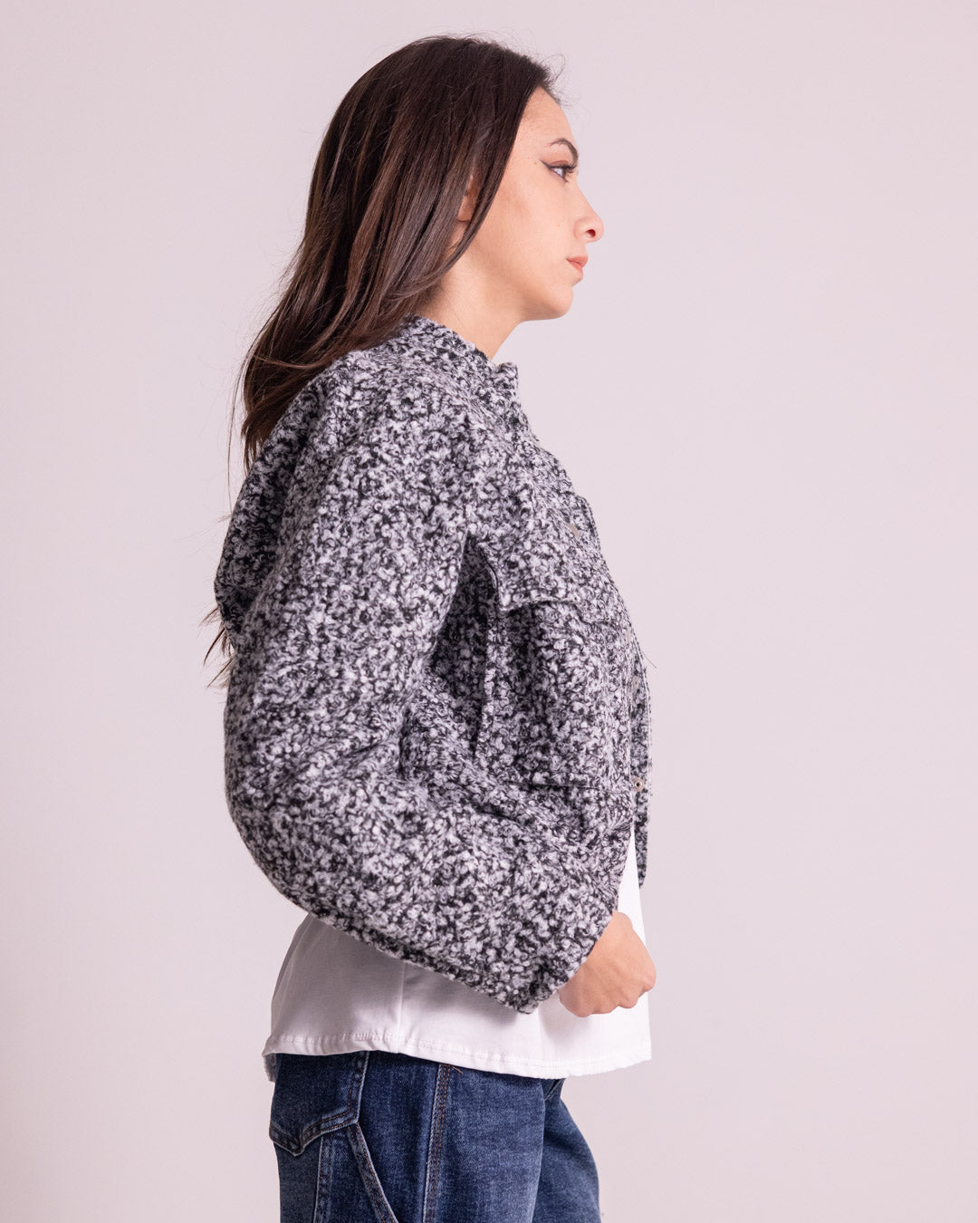 Giacca corta effetto teddy