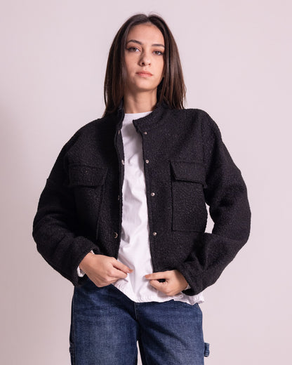 Giacca corta effetto teddy