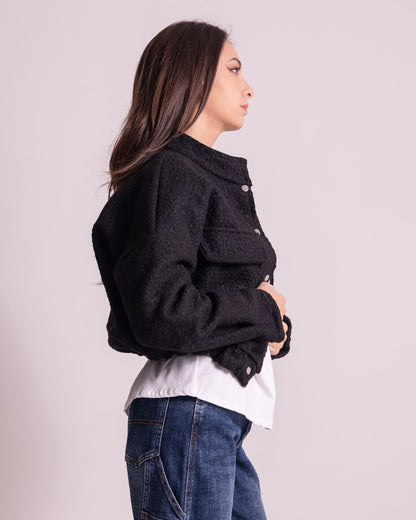 Giacca corta effetto teddy