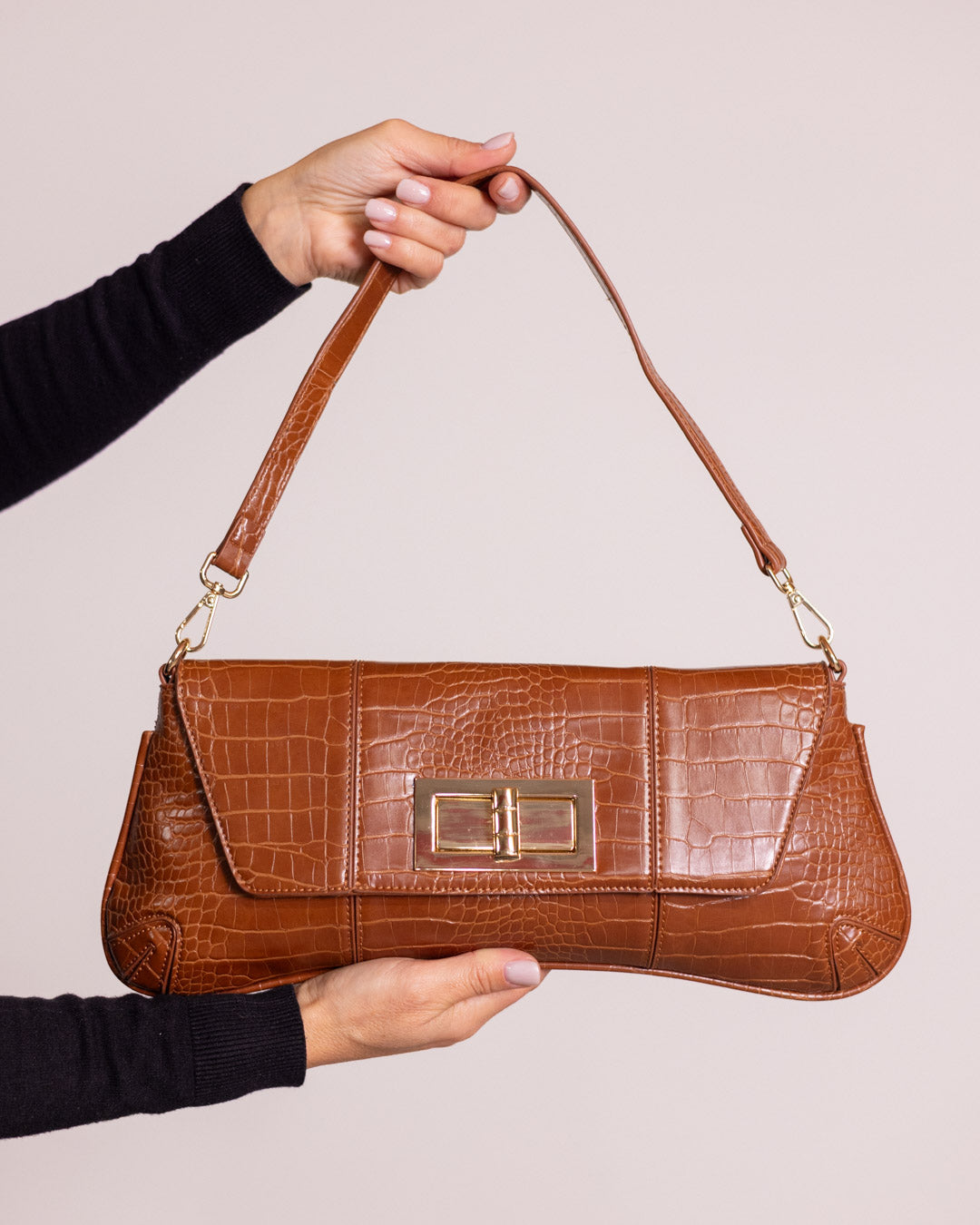 Borsa baguette  coccodrillo